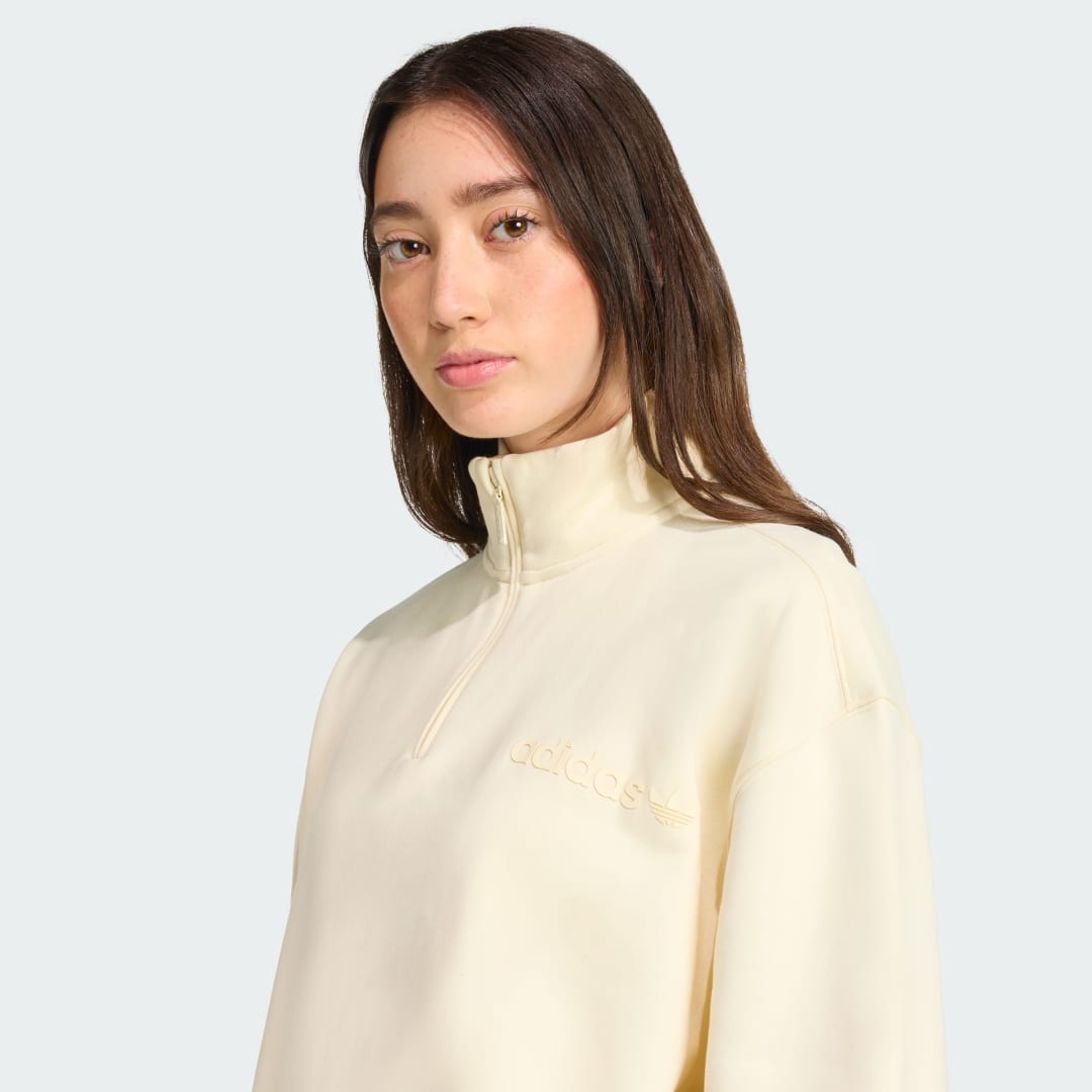 Adidas Essentials Linear Oversized Sweater met Korte Rits