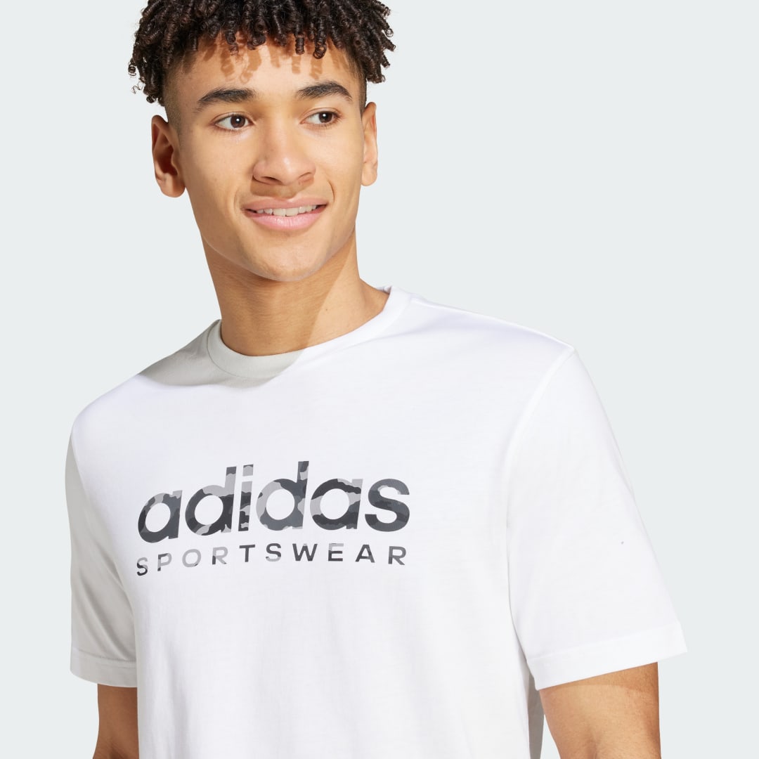 adidas Playera Camo Linear Estampada Hombre, Blanco