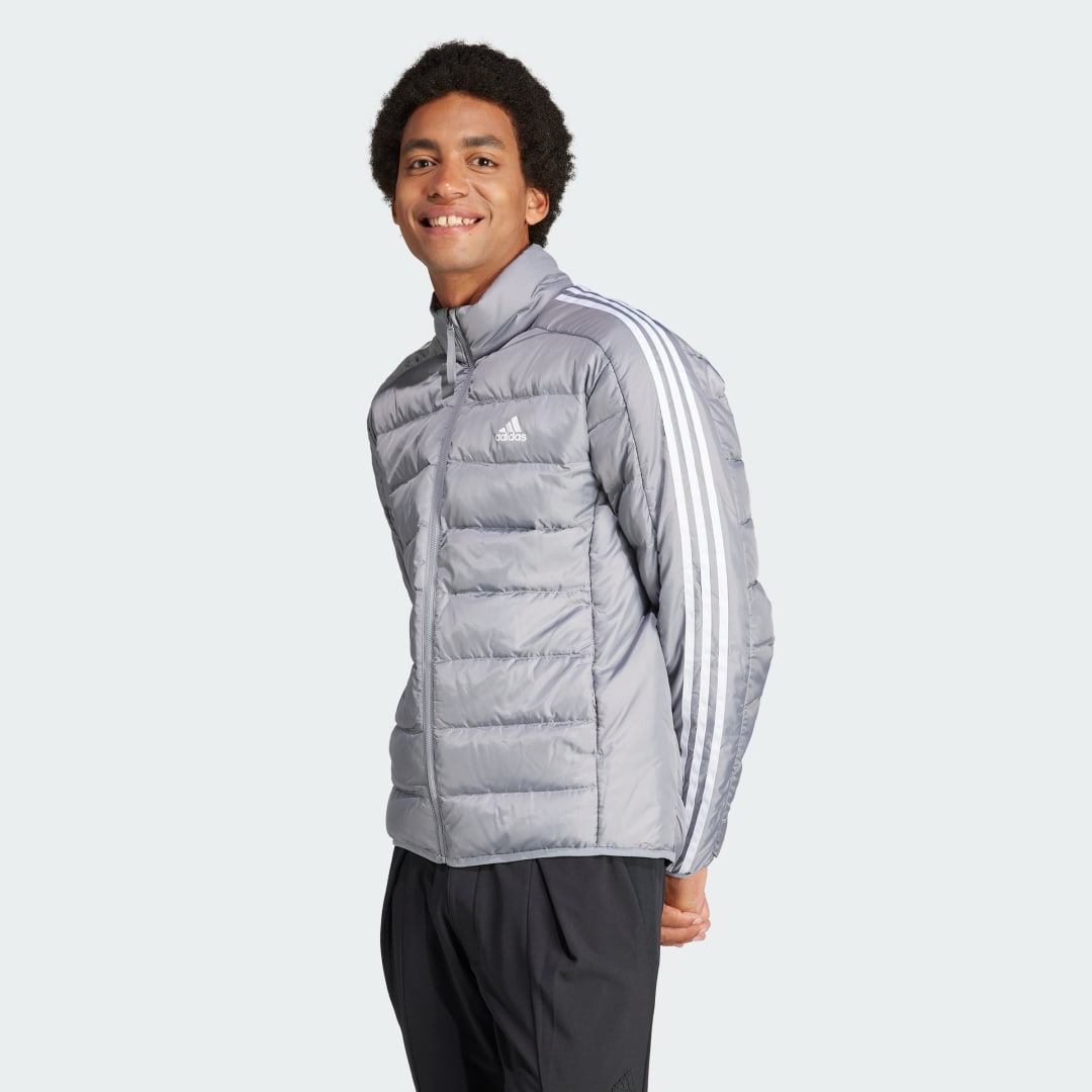 Image of adidas Essentials 3-Stripes Light Down Jacket Grey XSTP - Men Lifestyle Jackets