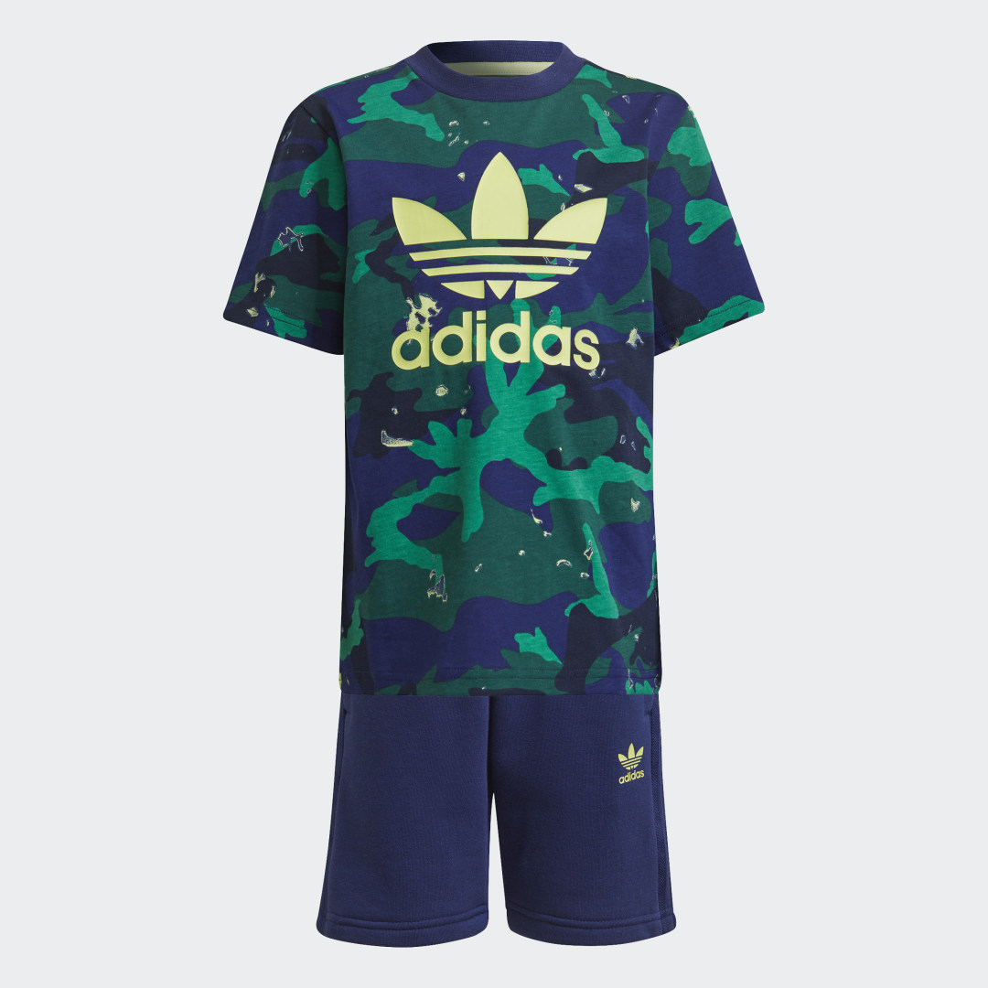 Allover Print Camo Shorts en T-shirt Set Allover Print Camo Shorts en T-shirt Set