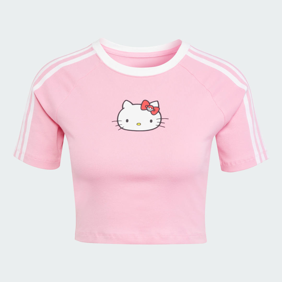 

adidas Playera Adidas x Hello Kitty 3 Franjas Bebé Mujer, Bliss rosa