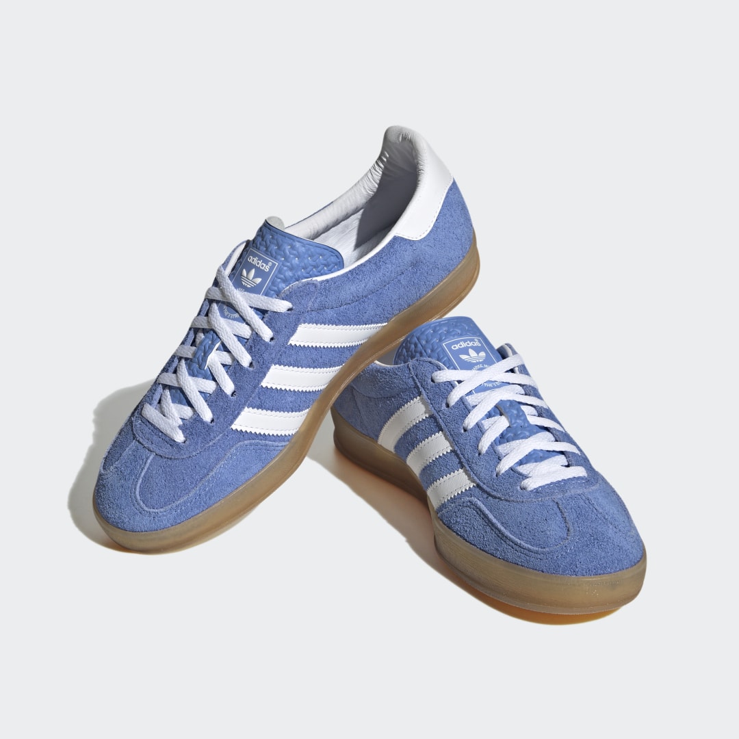 

adidas Tenis Gazelle Cancha Cubierta Mujer, Azul fusion/blanco/oro gris