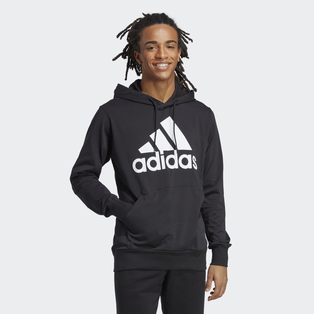 Image of adidas Essentials Logo Hoodie Black M - Men Lifestyle Sweatshirts & Hoodies