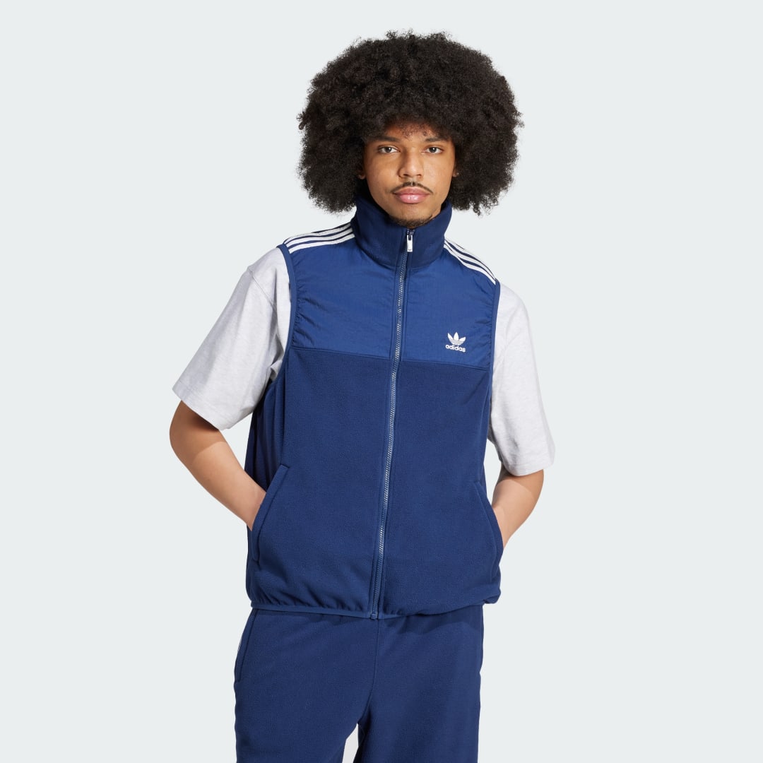 Adidas Adicolor 3-Stripes Microfleece Bodywarmer Blauw- Heren Blauw
