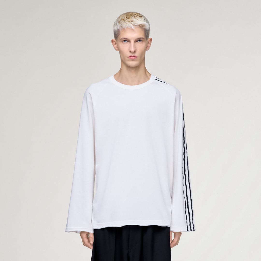 T SHIRT MANCHES LONGUES Y 3 BORDS BRUTS 3 BANDES - vue 5