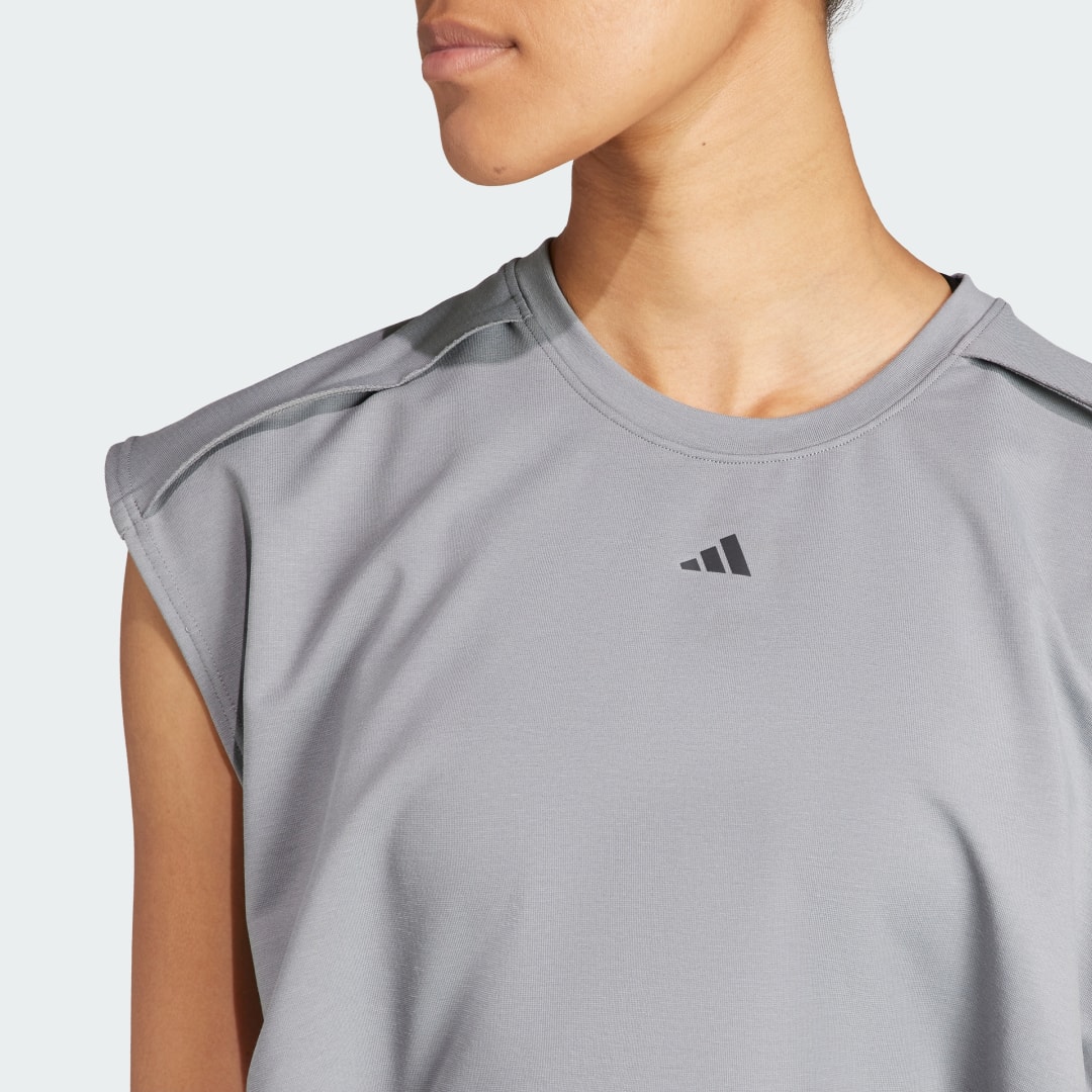 

adidas Playera Corta Power Aeroready Mujer, Gris three/negro