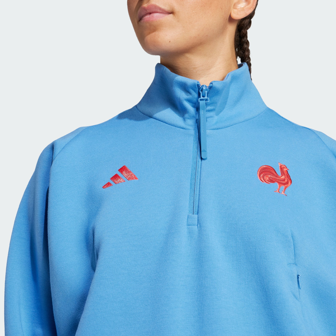 Adidas France Rugby Z.N.E. Travel Sweater met Korte Rits