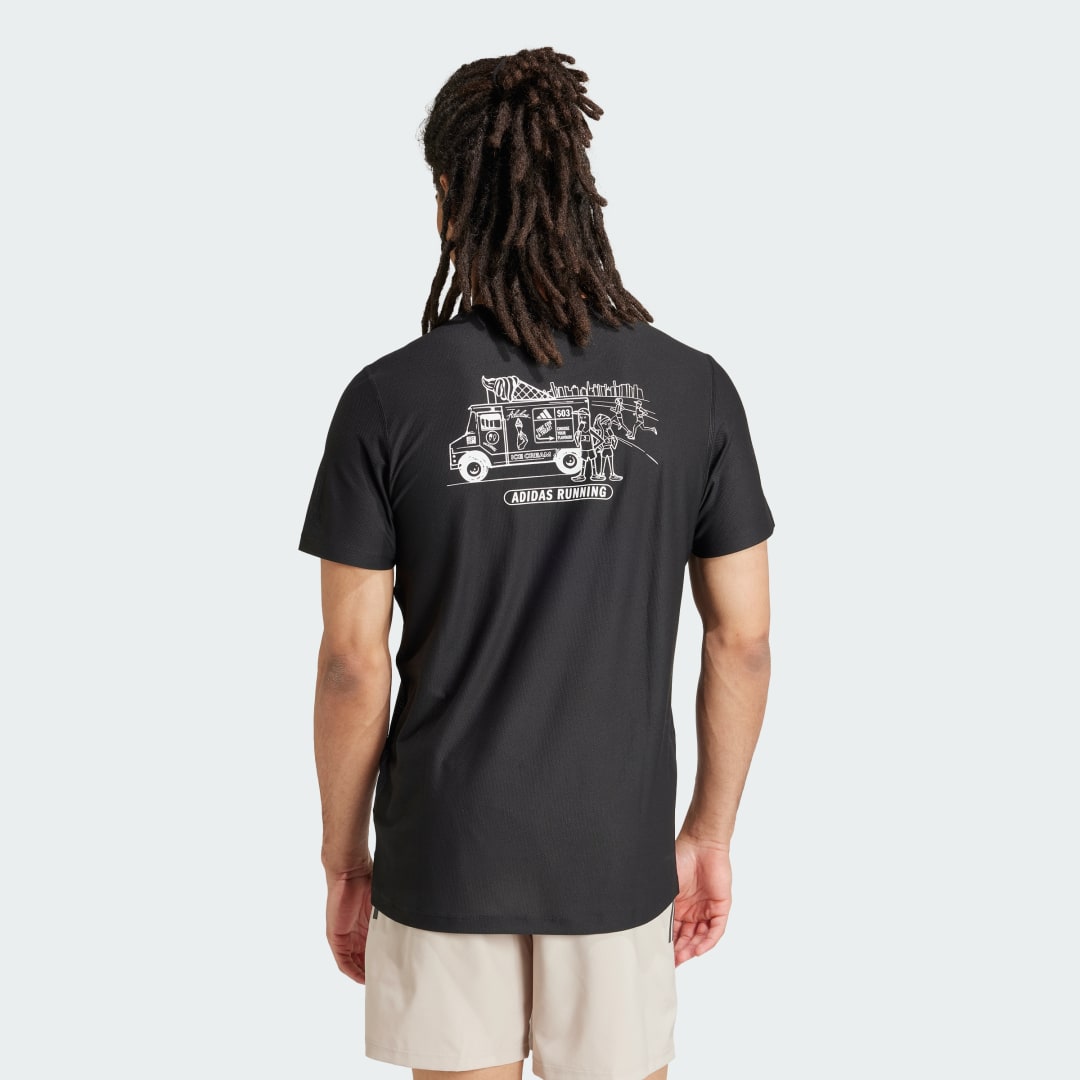 adidas Camiseta Running Ice Cream Estampada Hombre, Negro