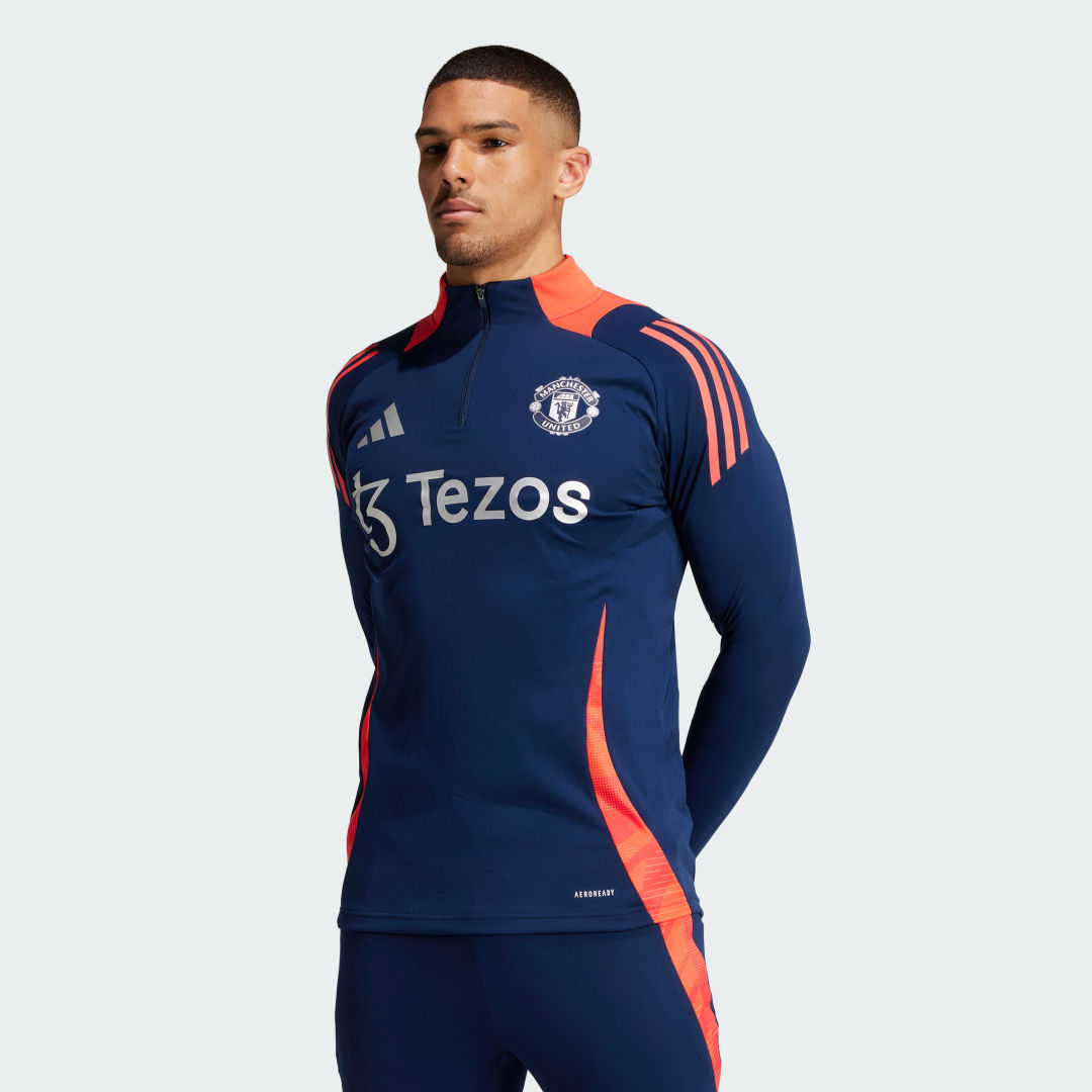 Adidas Manchester United FC 1 4 Zip Training Top Night Indigo Bright Red- Heren Night Indigo Bright Red