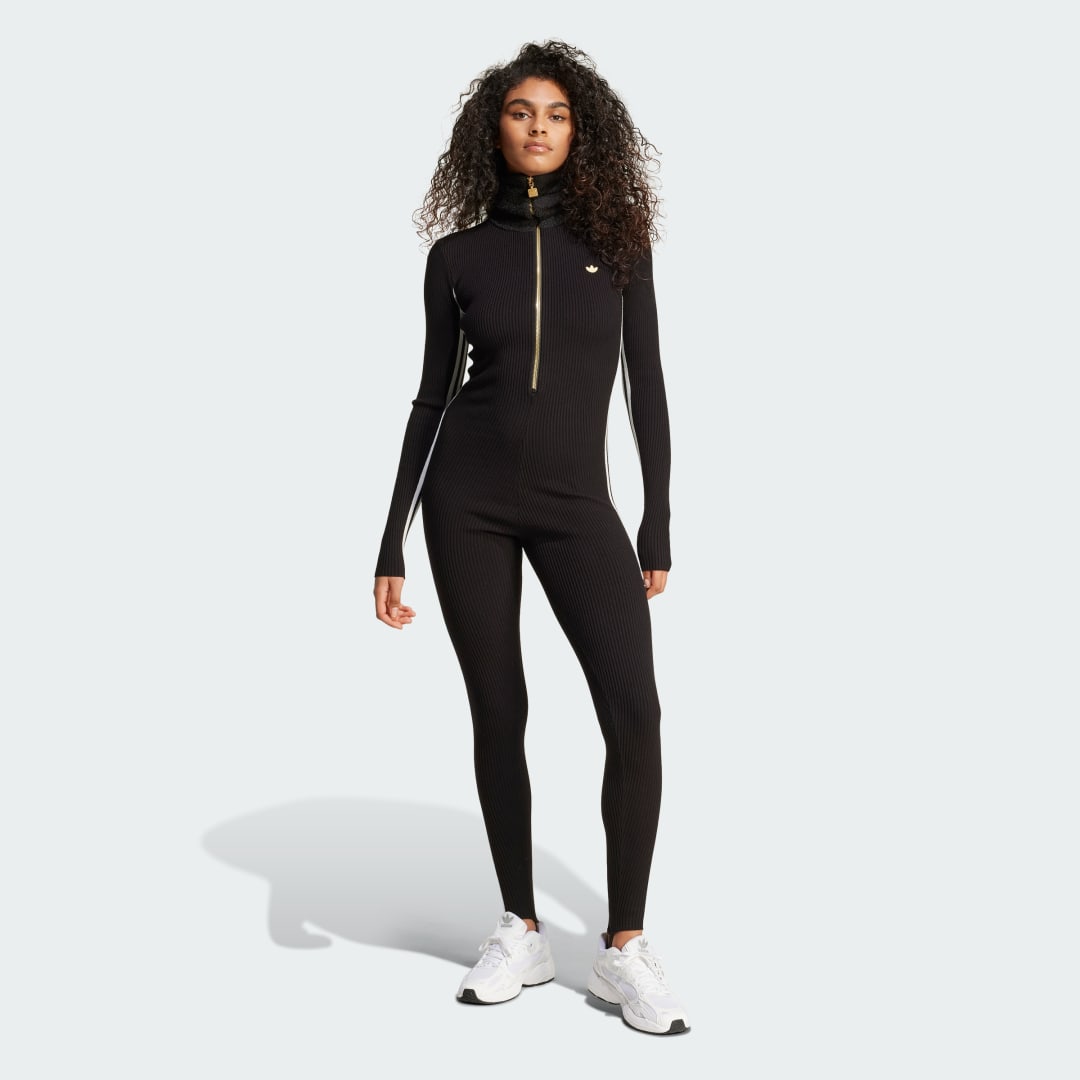 Adidas Originals Geribbelde jumpsuit Black Dames