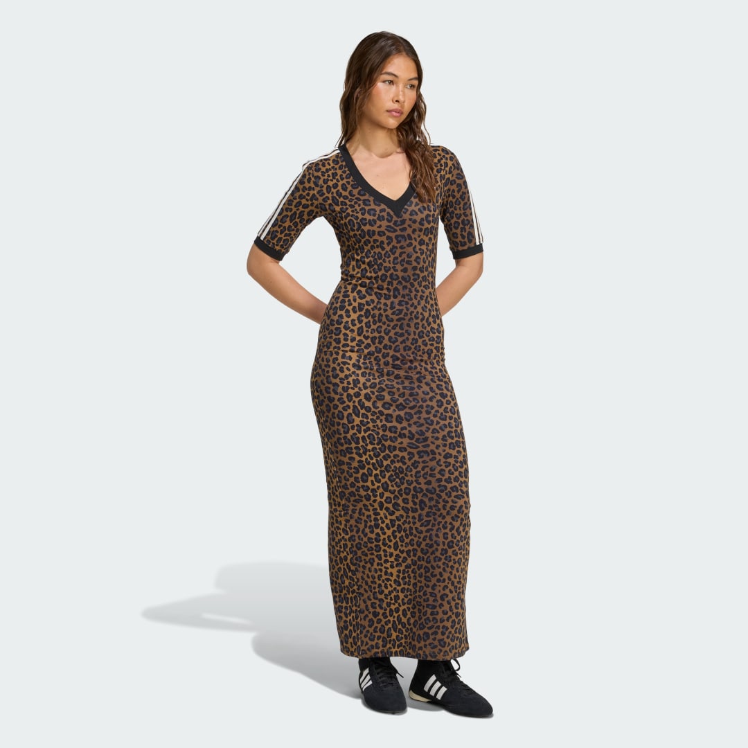Thumbnail - Leopard V-Neck Maxi Kleid