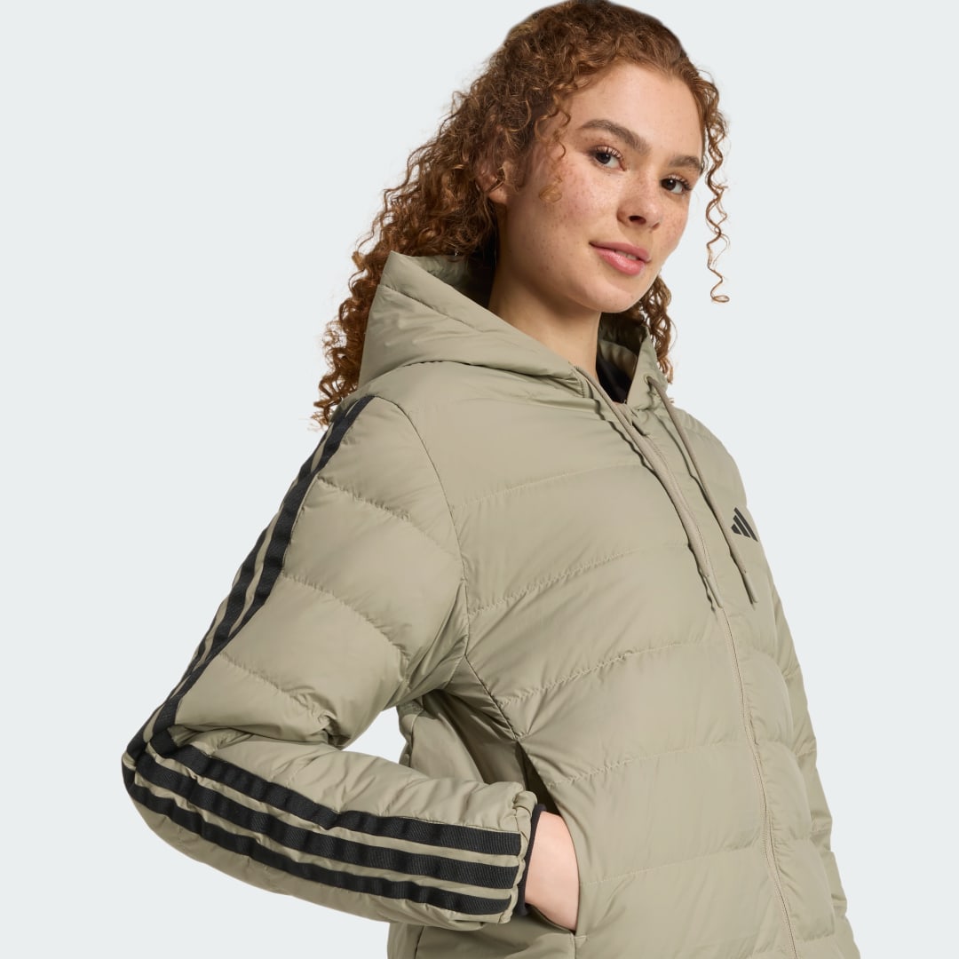 Adidas Essentials CLIMAWARM 3-Stripes Light Down Parka met Capuchon