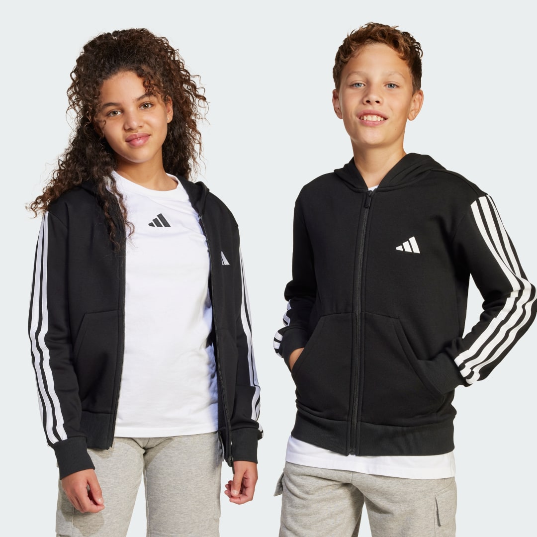 Adidas Essentials Ritshoodie Kids Zwart Kind Zwart