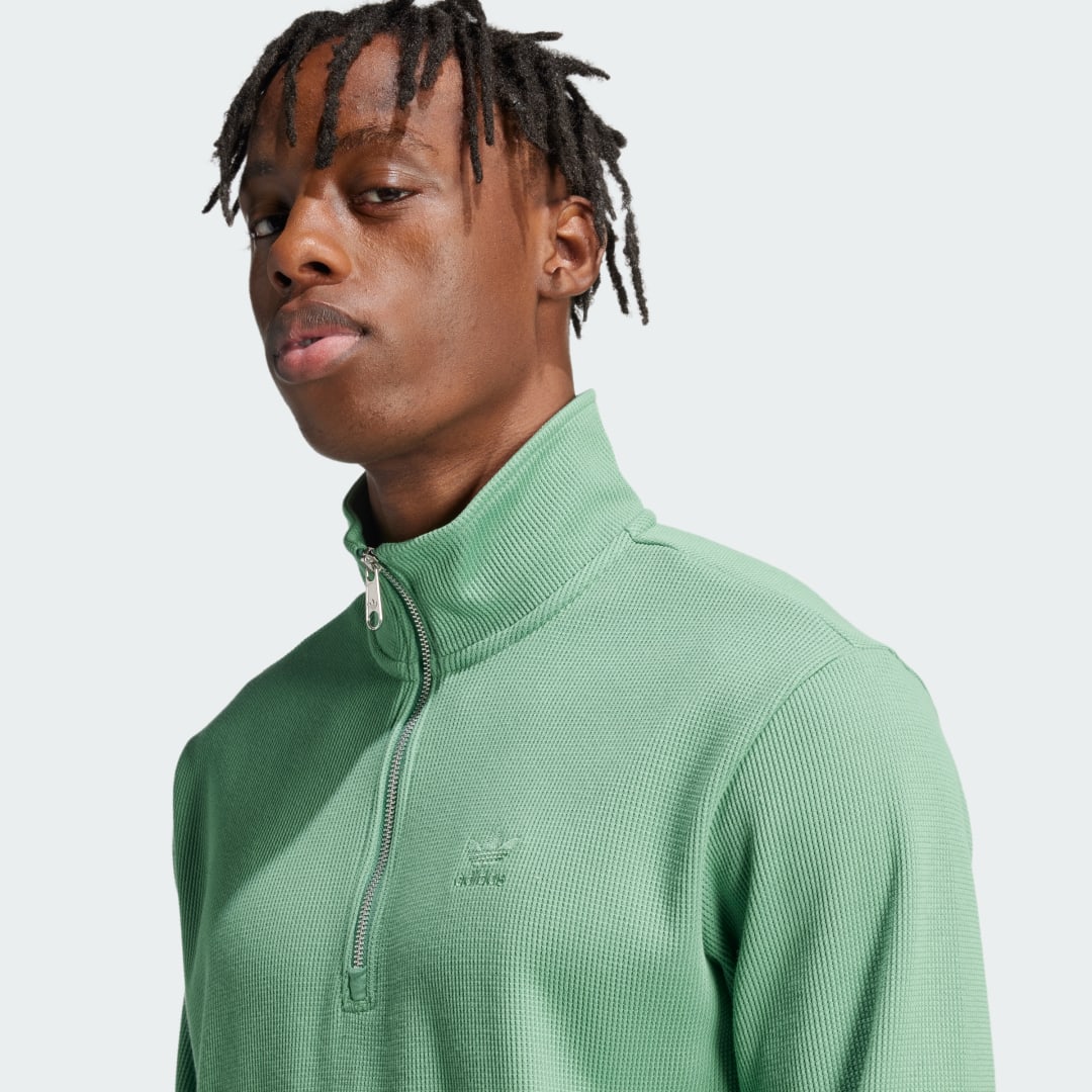 Adidas Trefoil Essentials Waffle Sweatshirt met Halflange Rits