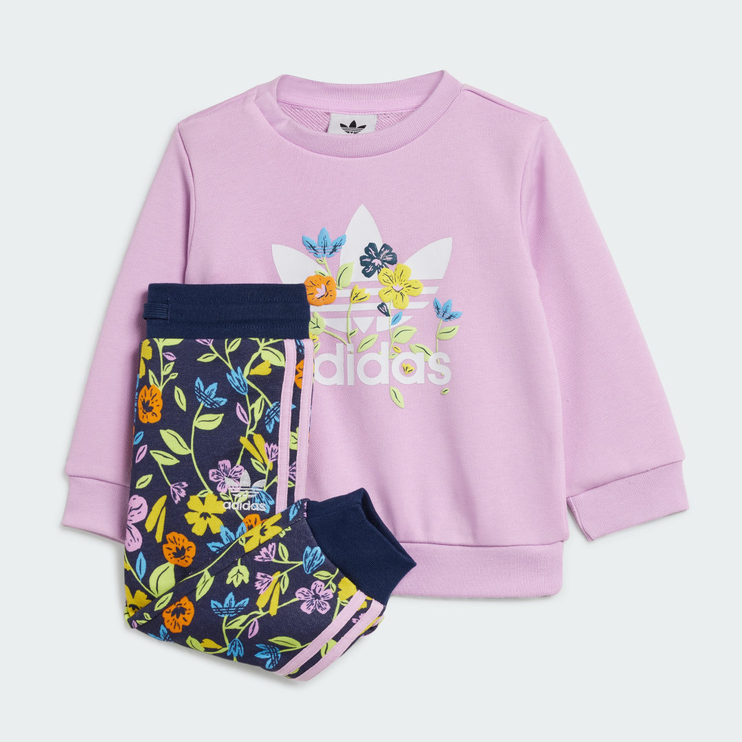 Image of adidas Floral Crew Set Bliss Lilac 3M - Kids Lifestyle Tracksuits
