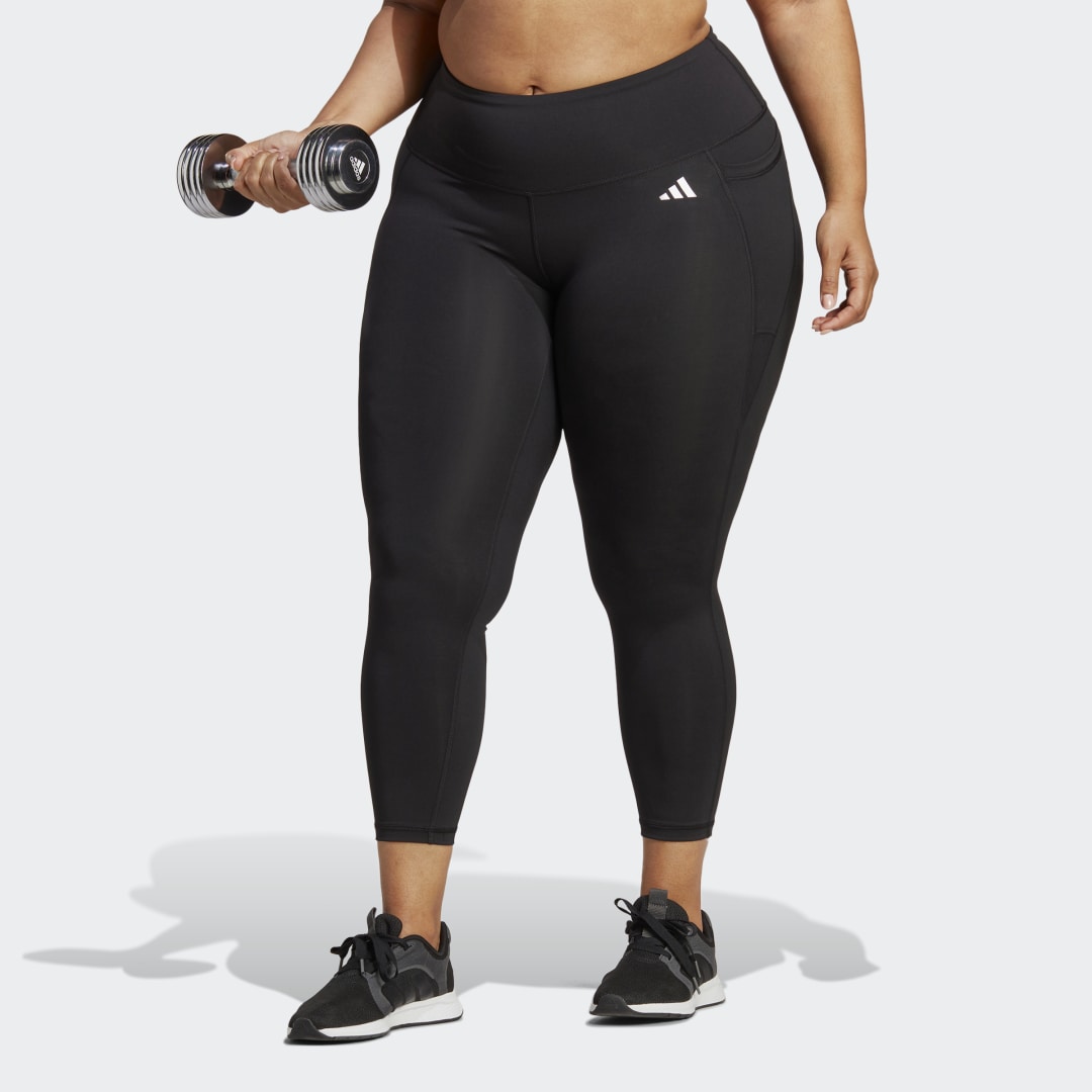 adidas Optime Stash Pocket Training 7/8 Leggings (Plus Size) Black 1X Womens