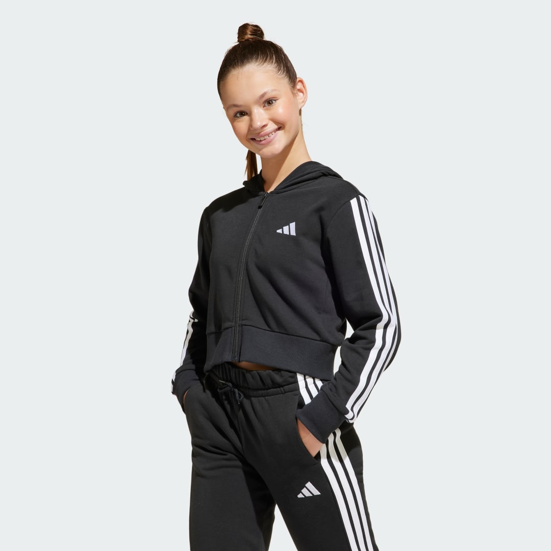 Adidas Essentials Ritshoodie Kids Zwart Kind Zwart
