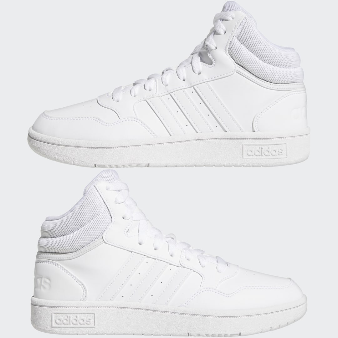 

adidas Tenis Hoops 3.0 Mid Classic Unisex, Blanco/blanco/dash gris