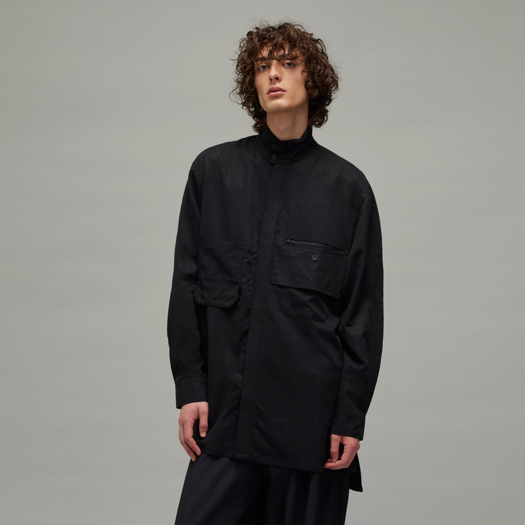 Y-3 Zwarte Twill Overshirt Jas Black Heren