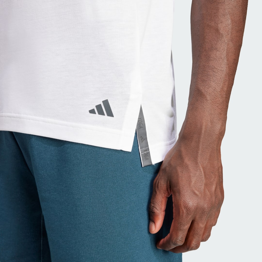 adidas Playera Sin Mangas de Entrenamiento Yoga Hombre, Blanco/carbon