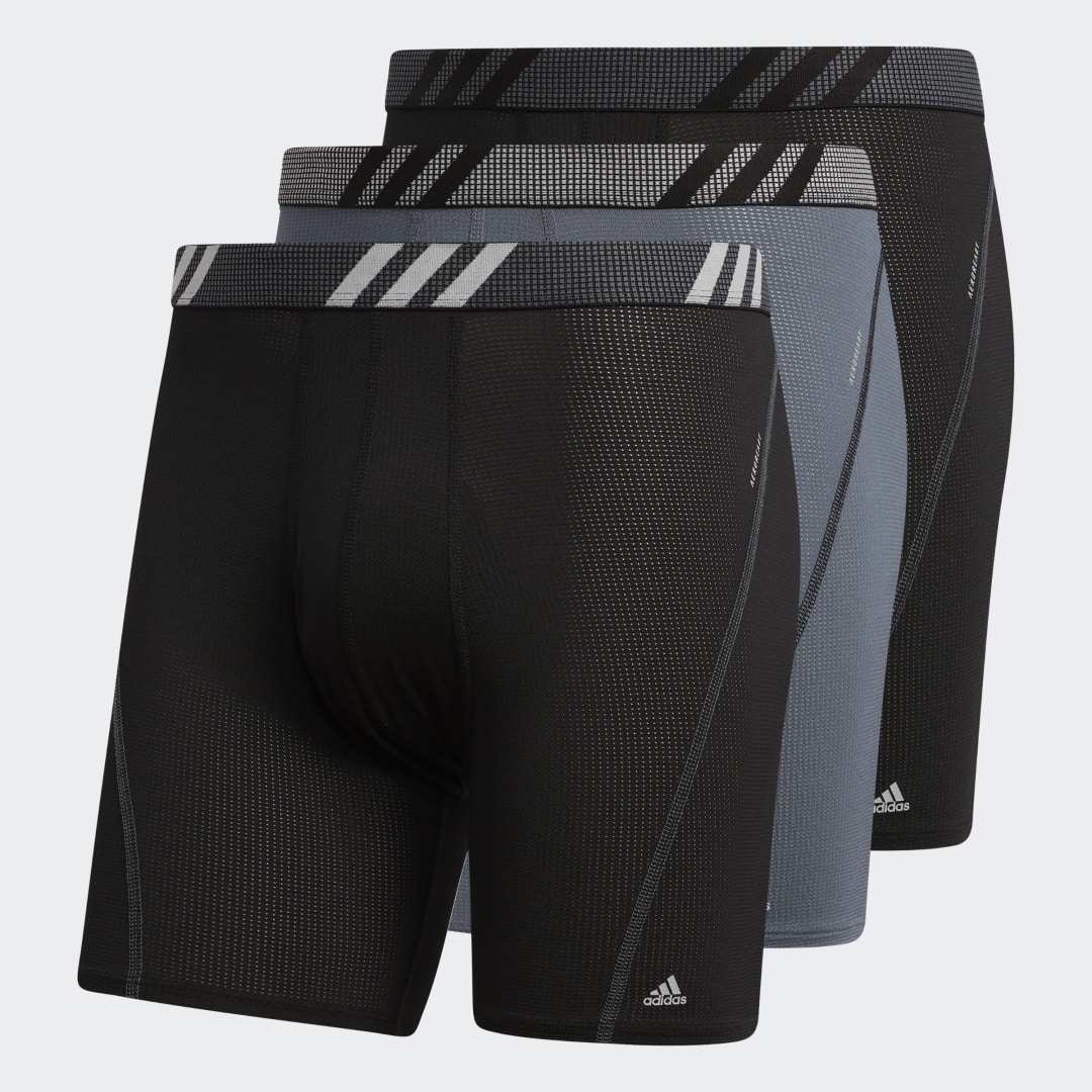 adidas Performance Mesh Boxer Briefs 3 Pairs (Big and Tall) Black 3XL Mens