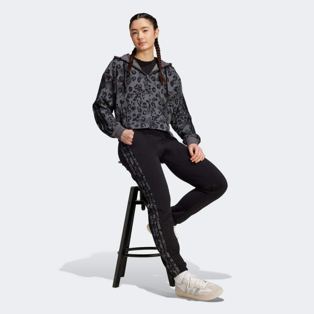 Thumbnail - Animal Print 3-Stripes French Terry Full-Zip Kapuzenjacke