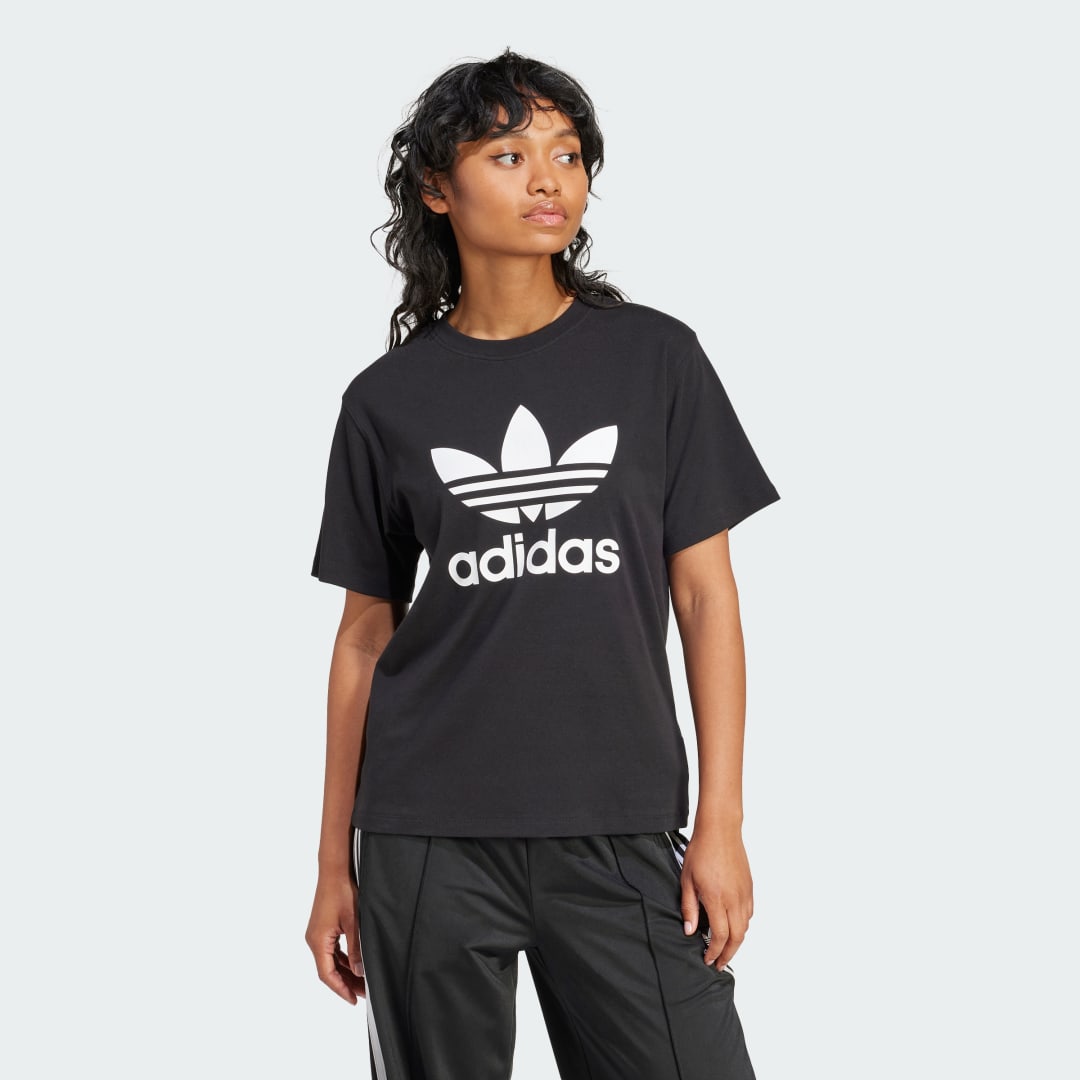 Adidas Originals Zwarte Trefoil Regular T-shirt Black Dames