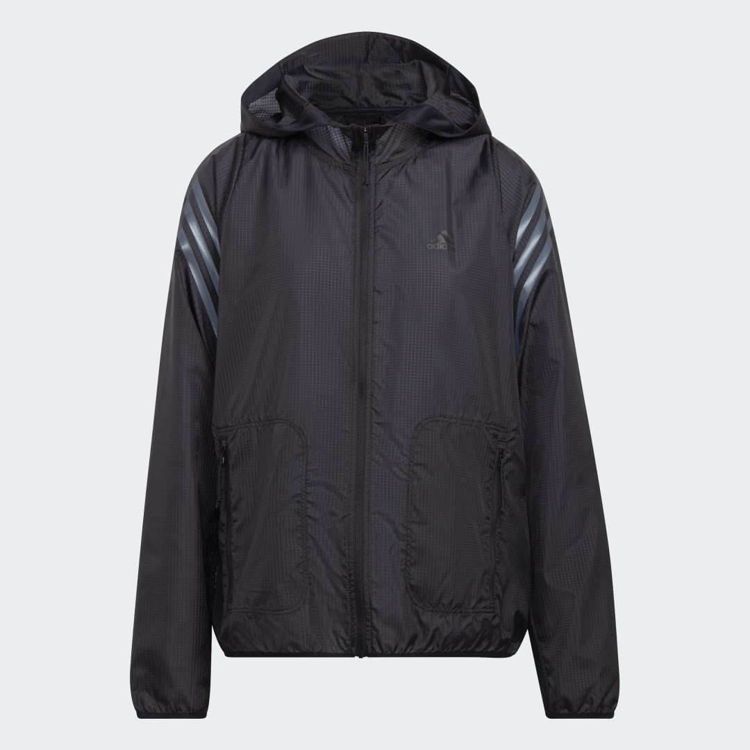 

adidas Rompevientos de Running con Capucha Run Icons 3 Rayas Mujer, Negro