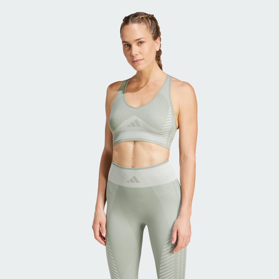 Adidas AEROKNIT Training Light Support Beha Groen- Dames Groen