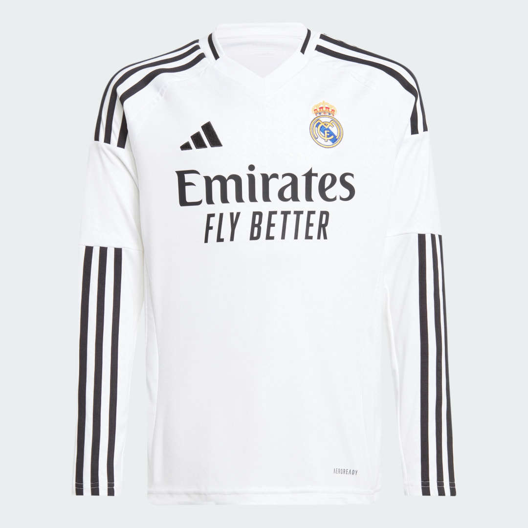Adidas Real Madrid 24 25 Long Sleeve Home Jersey Kids