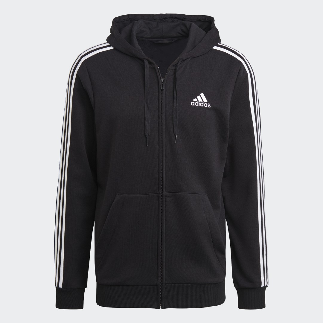 Image of Felpa con cappuccio Essentials French Terry 3-Stripes Full-Zip cod002