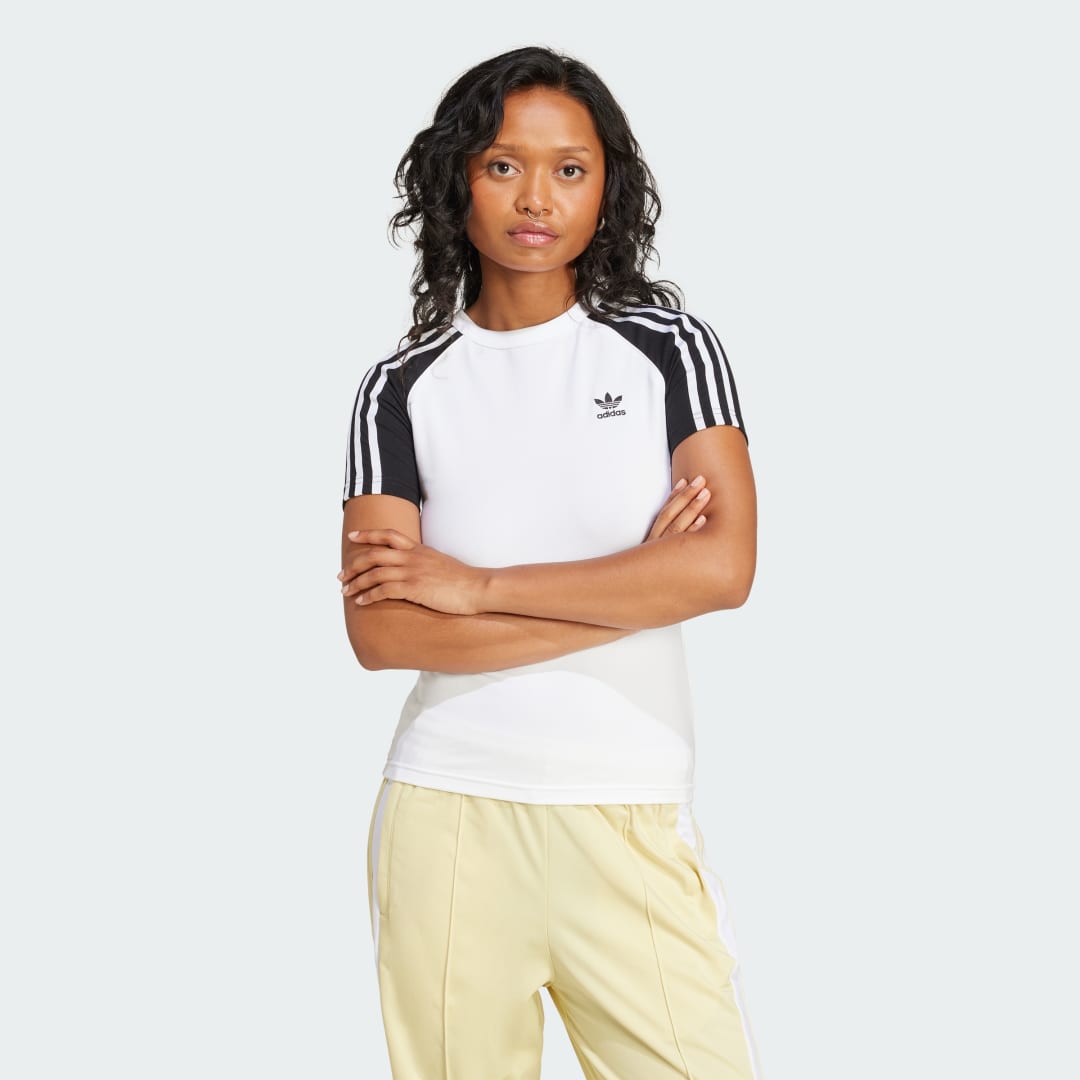 Adidas Originals 3-Stripes Raglan T-Shirt Wit- Dames Wit