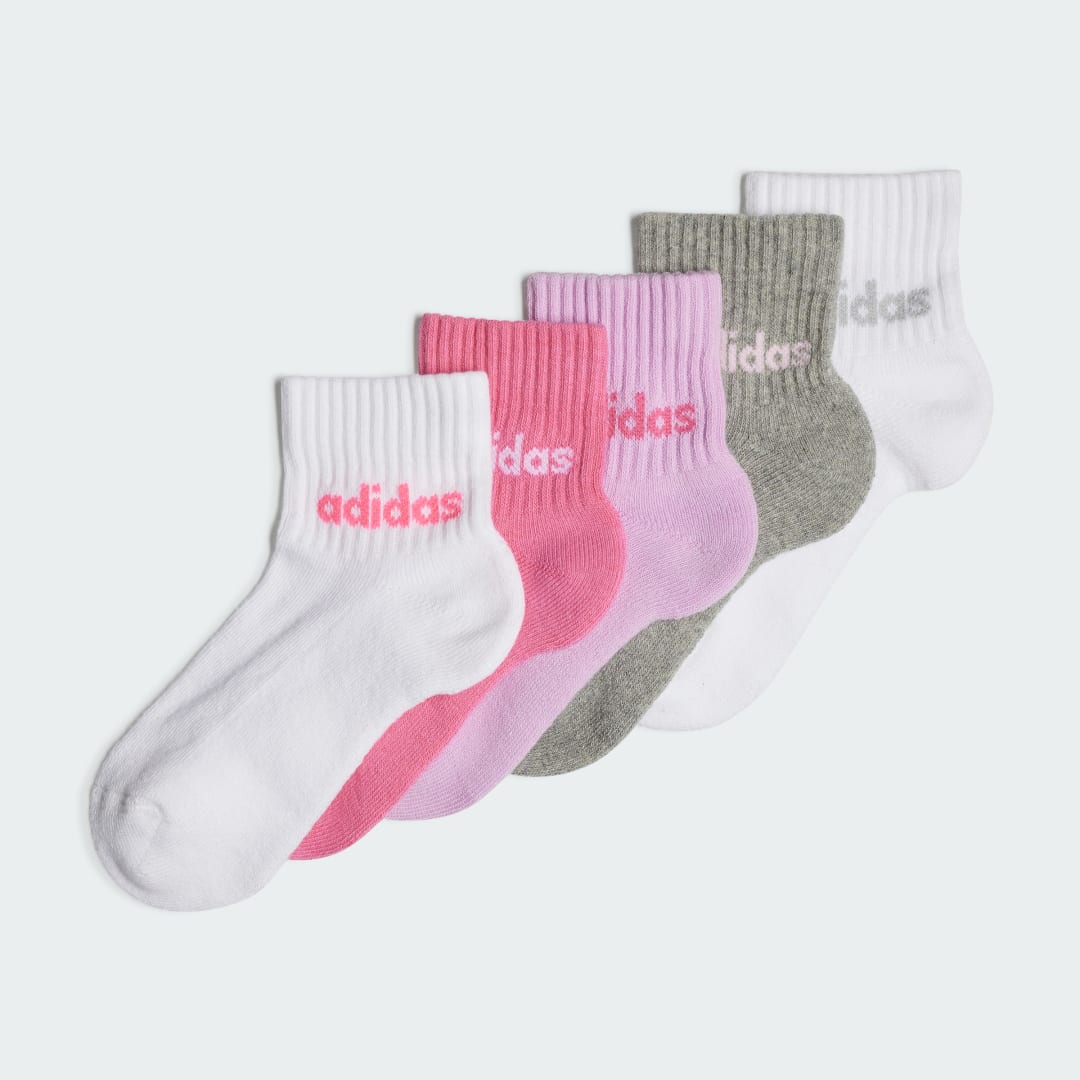 Adidas Perfor ce sokken set van 5 wit grijs roze Katoen 34-36