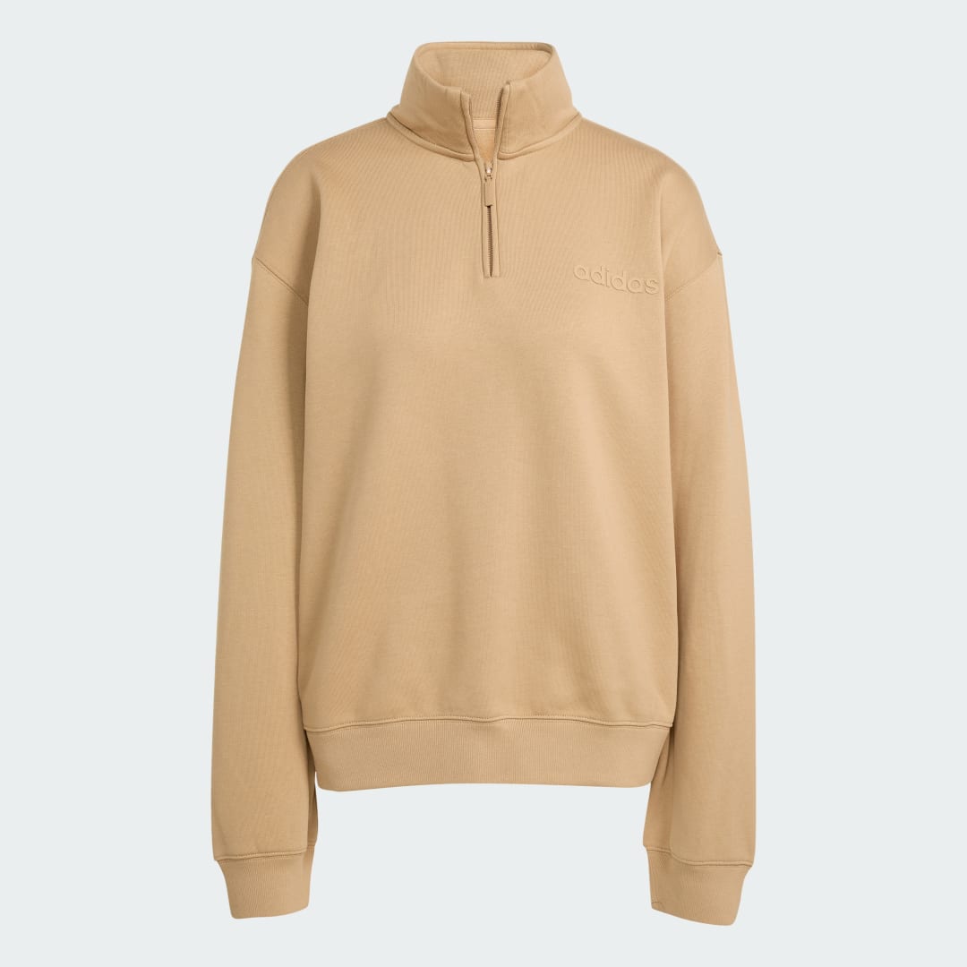 Adidas Essentials Linear Oversized Sweater met Korte Rits