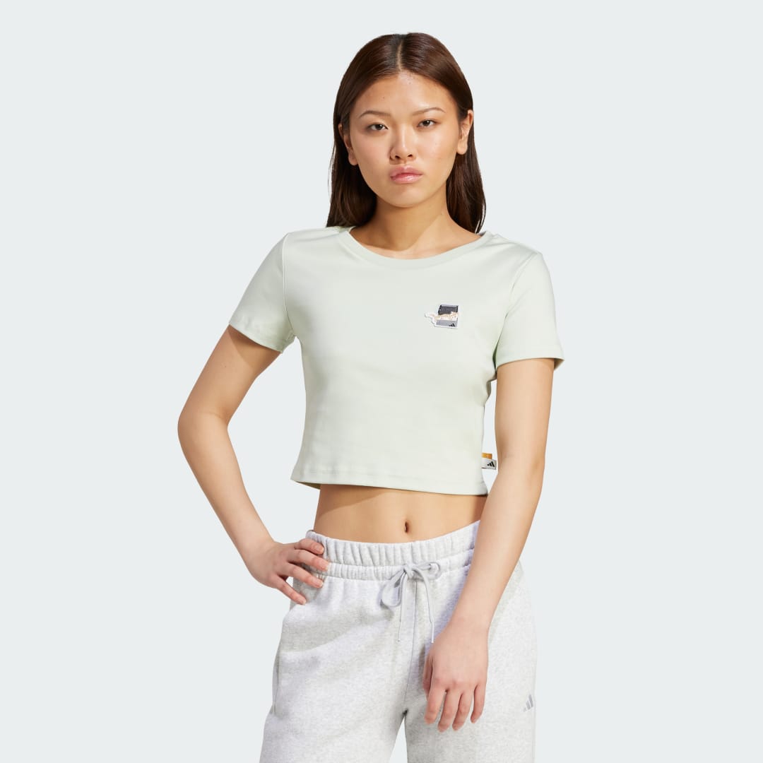 adidas Cat Patch Cropped Graphic Tee