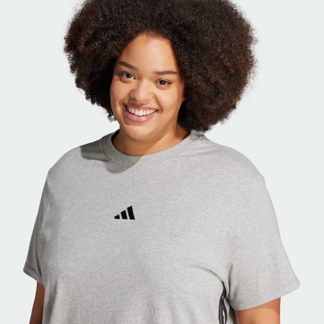 Adidas Essentials 3-Stripes Katoenen T-shirt (Grote Maat)