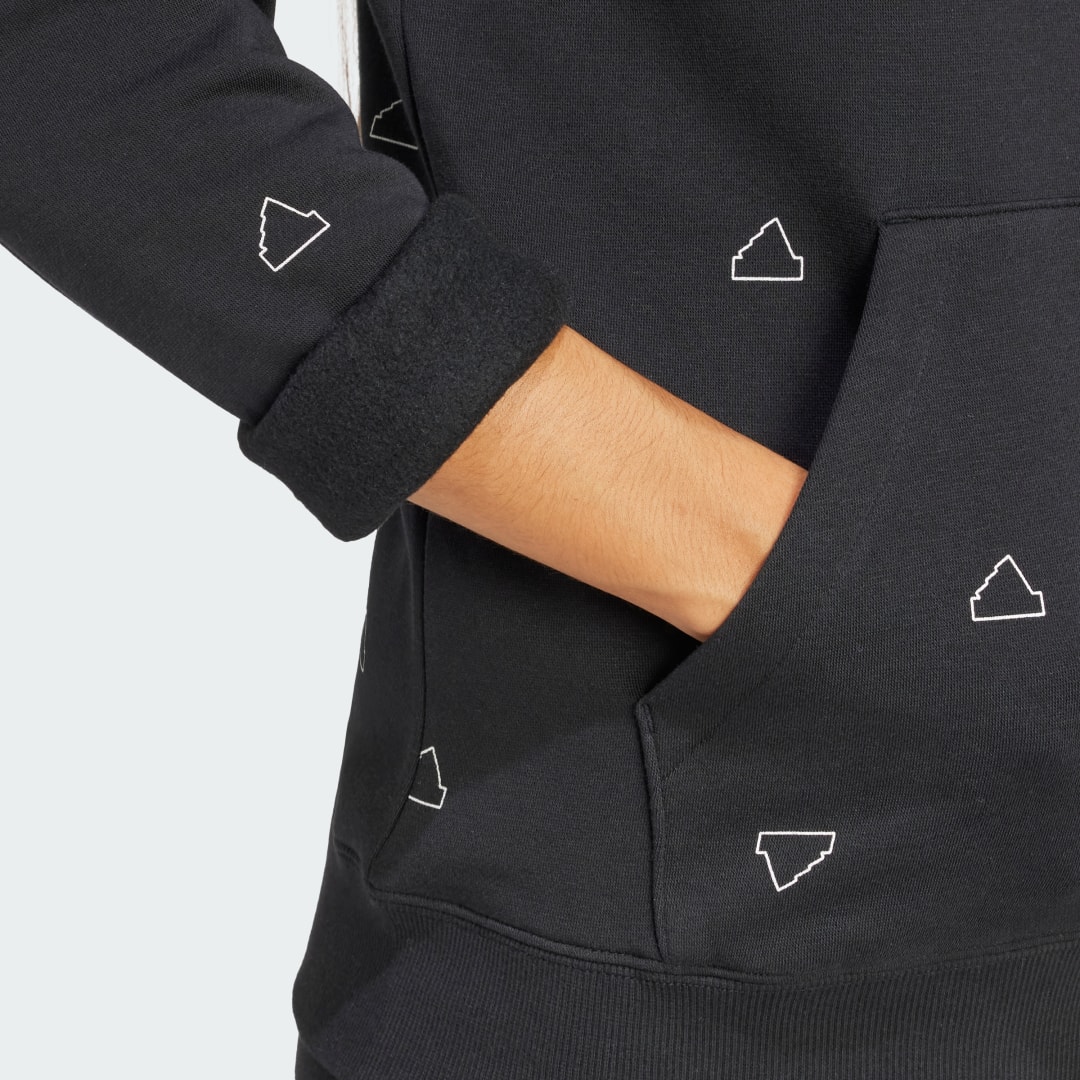 Adidas Essentials Monogram Regular Fleece Graphic Hoodie
