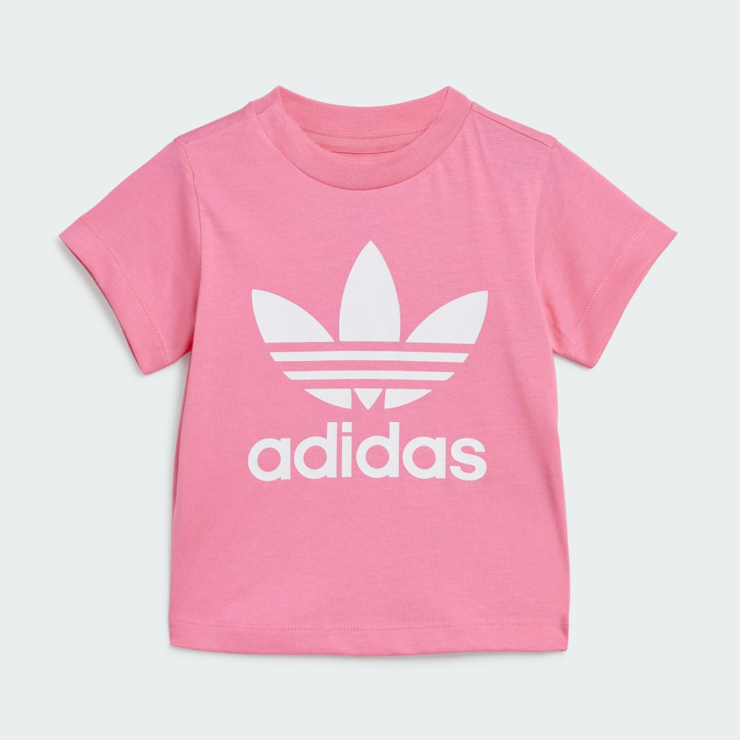Adidas Originals T-shirt roze wit Katoen Ronde hals Logo 104