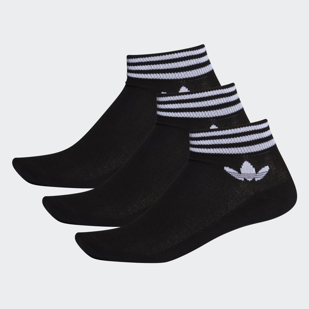 Image of adidas Trefoil Ankle Socks 3 Pairs Black 10K - Lifestyle Socks