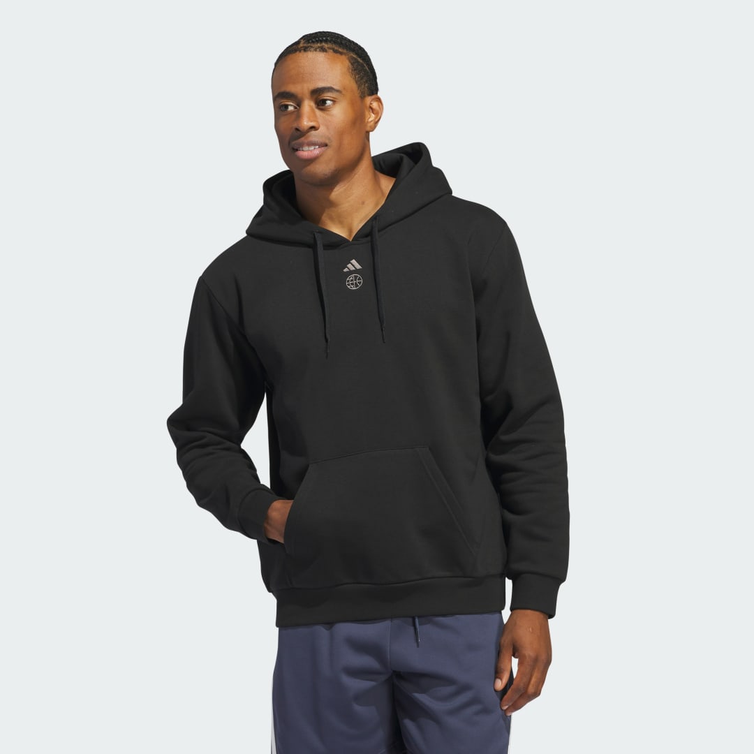 Image of adidas Worldwide Hoops Graphic Hoodie Black L - Men Basketball Sweatshirts & Hoodies
