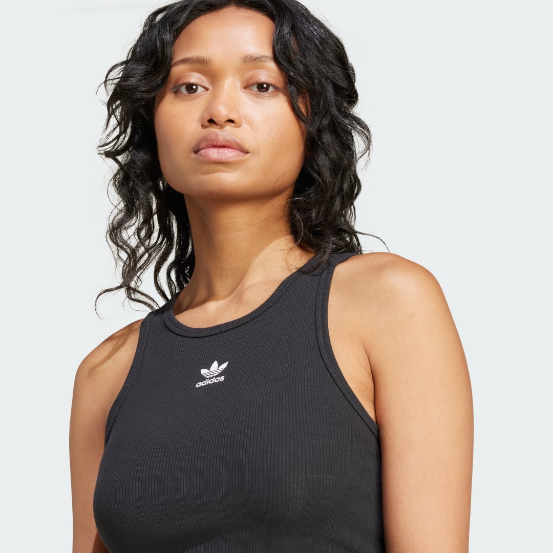 

adidas Camiseta sin Mangas Essentials Acanalada Mujer, Negro