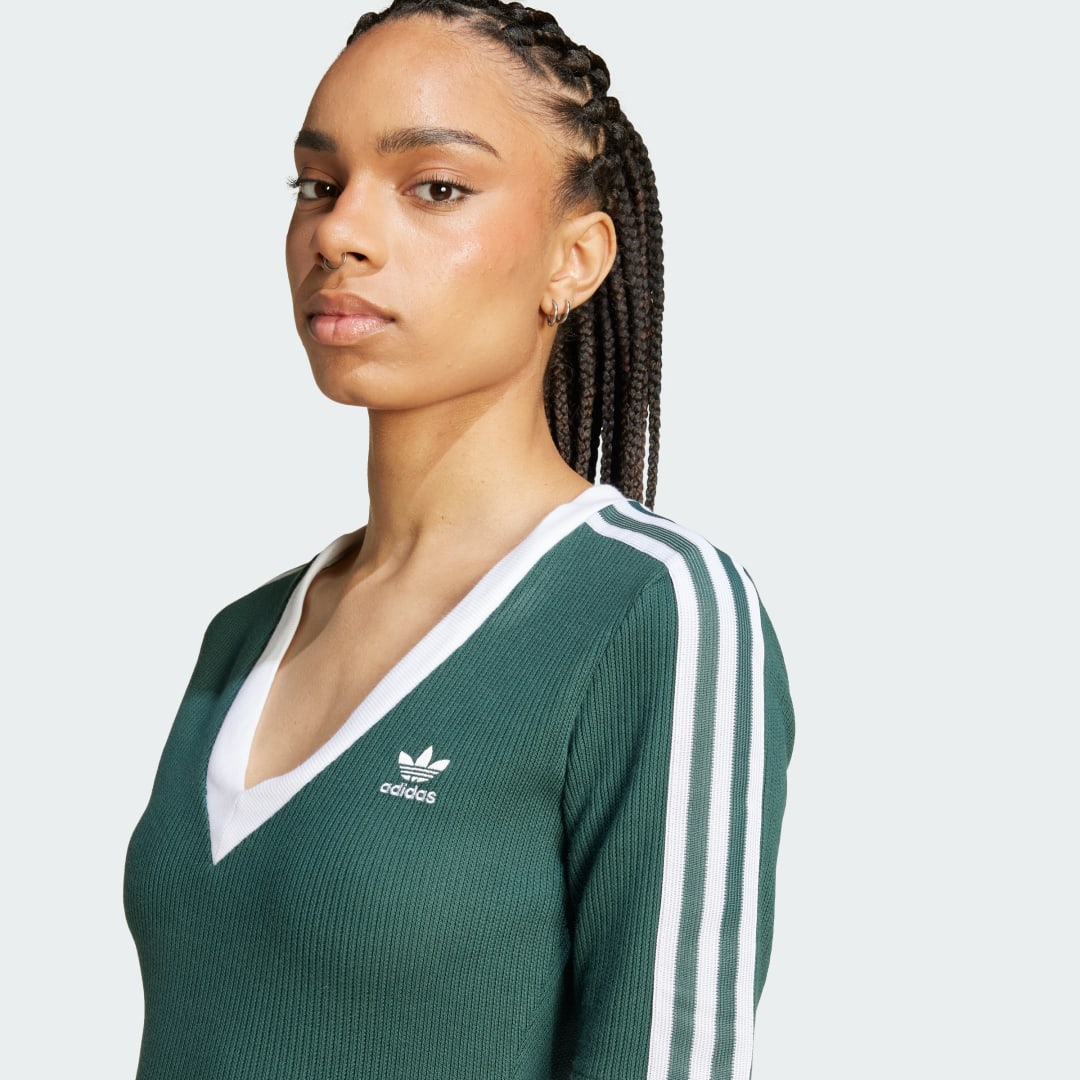 Adidas Adicolor 3-Stripes Knit V-Hals Jurk