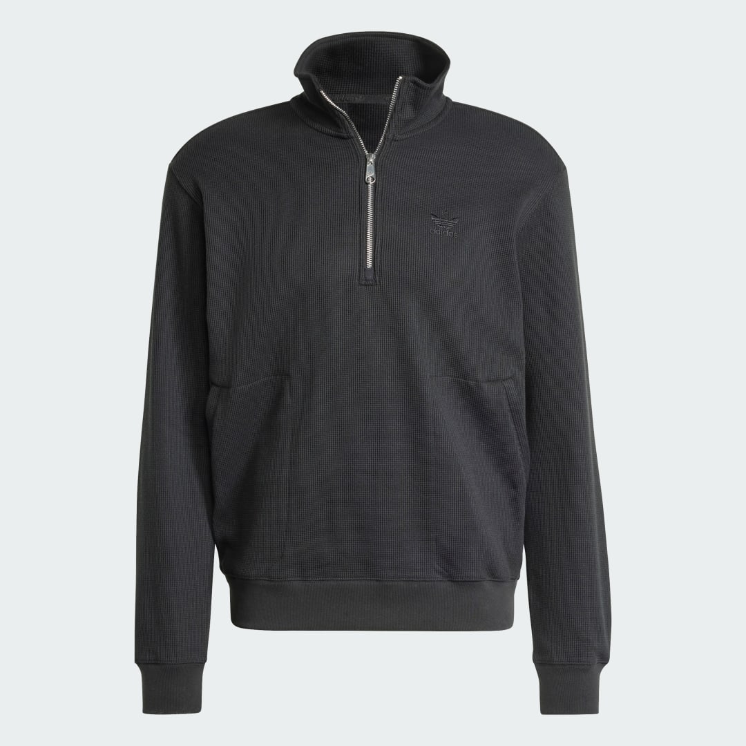 Adidas Trefoil Essentials Waffle Sweatshirt met Halflange Rits