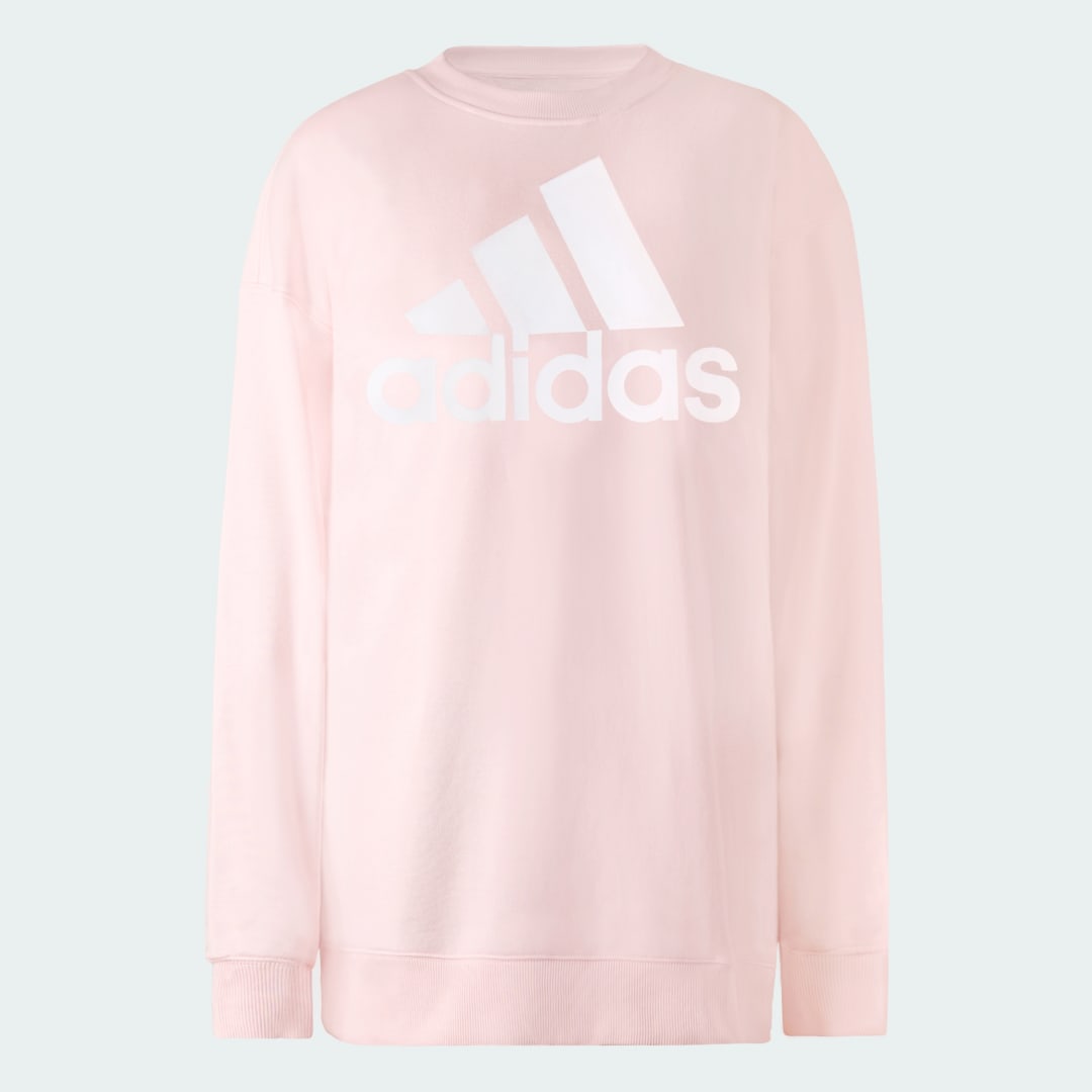 

adidas Sudadera Essentials Logo Extra Grande Tela French Terry Ajuste Holgado Mujer, Sandy rosa