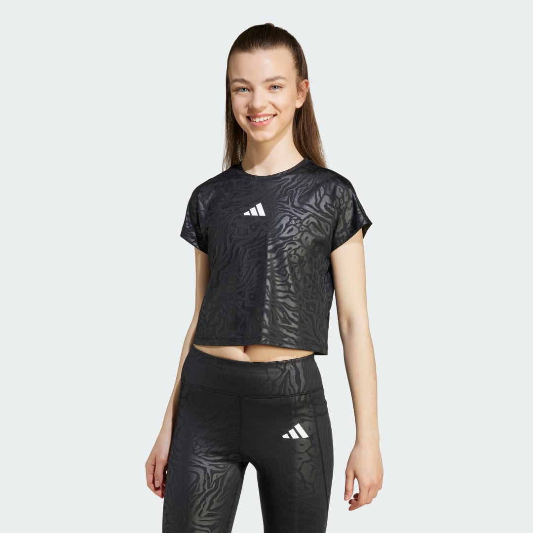 Adidas All Sports Animal Print Crop T-shirt
