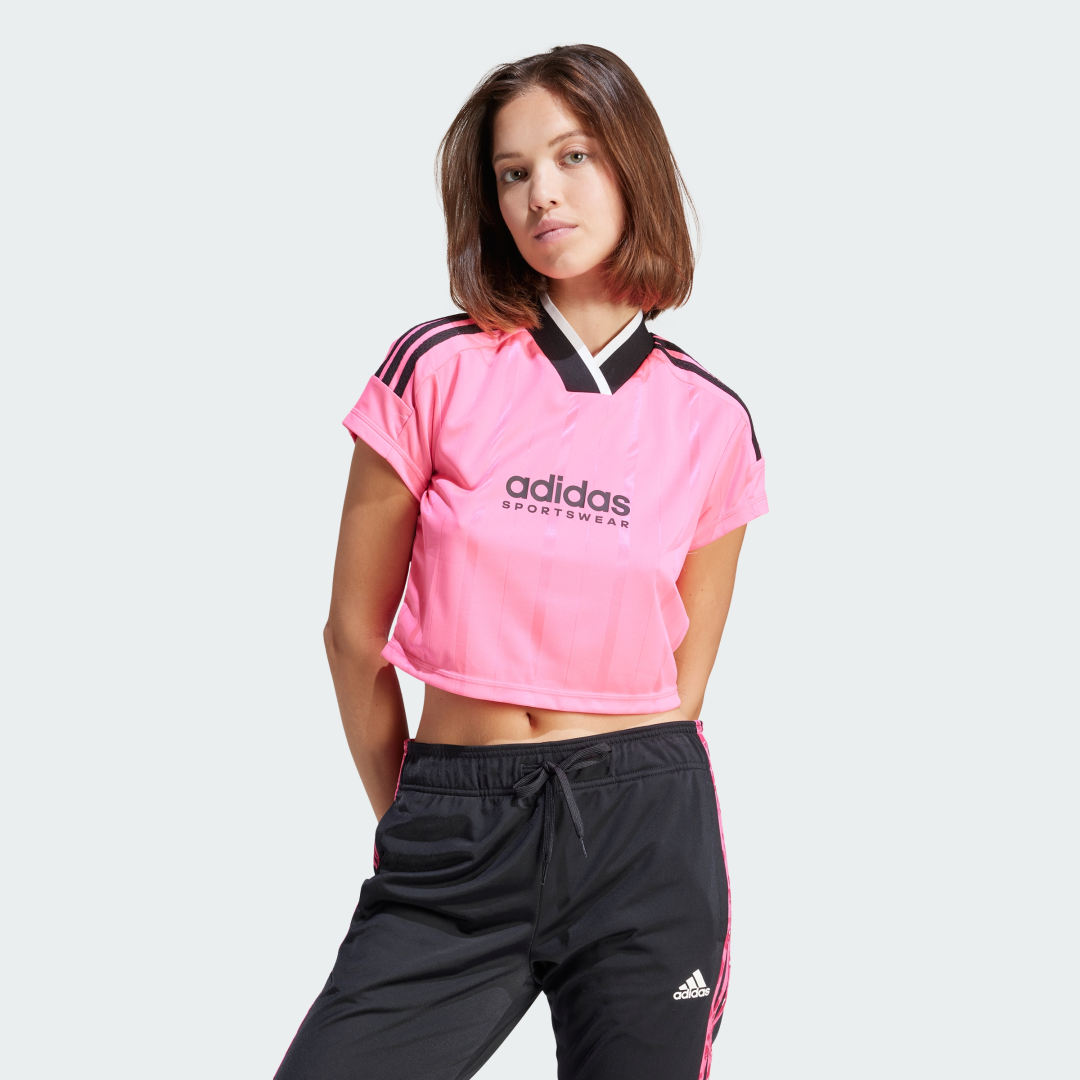 Image of adidas Tiro Summer Crop Jersey Lucid Pink XS - Women Lifestyle Shirts