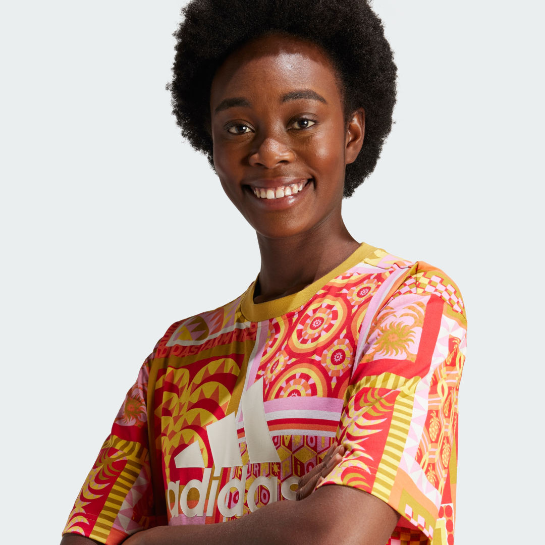 

adidas Vestido Ajustado Adidas x Farm Rio Mujer, Victory oro/semi rosa