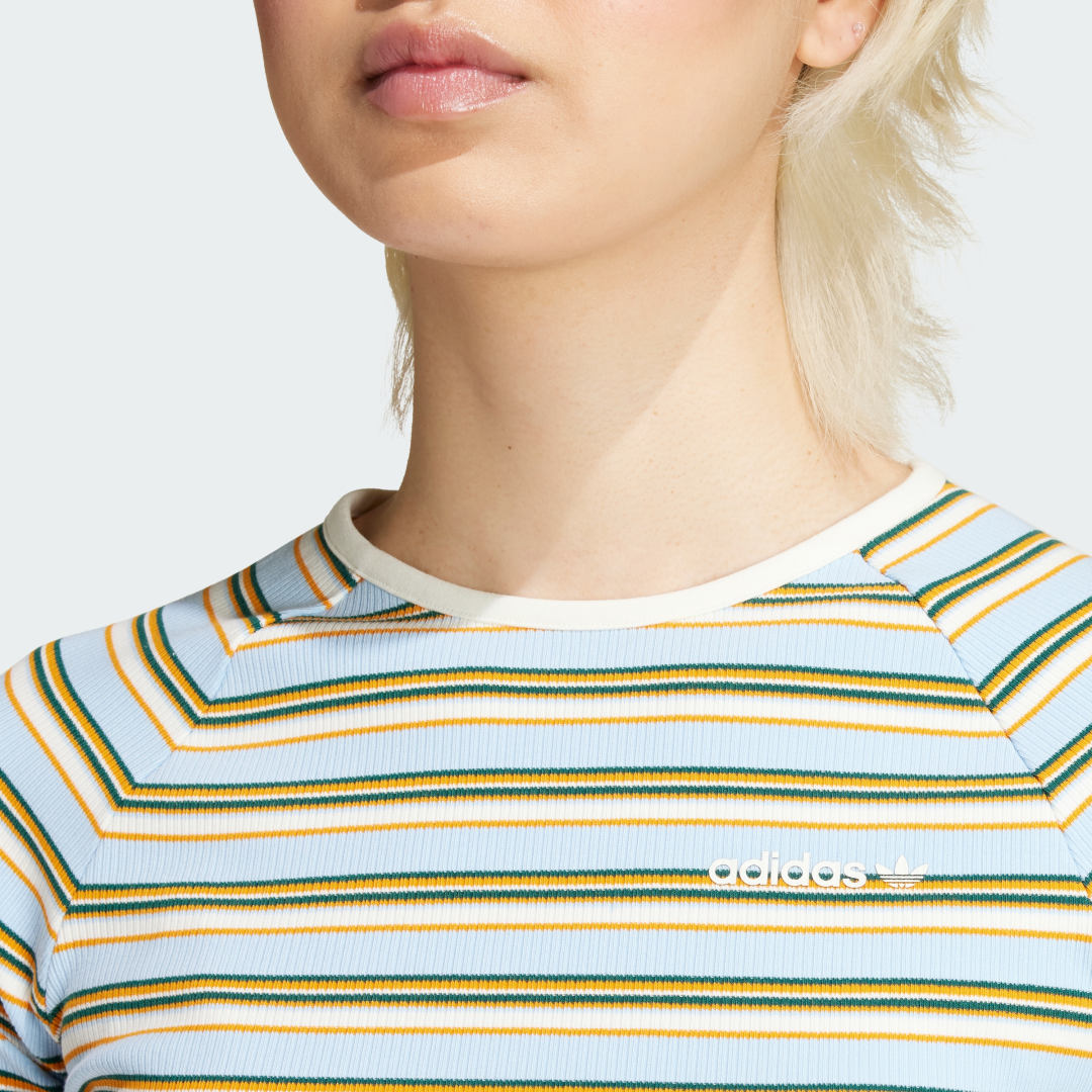 

adidas Playera '80s Rib Stripe Baby Mujer, Multicolor/clear sky
