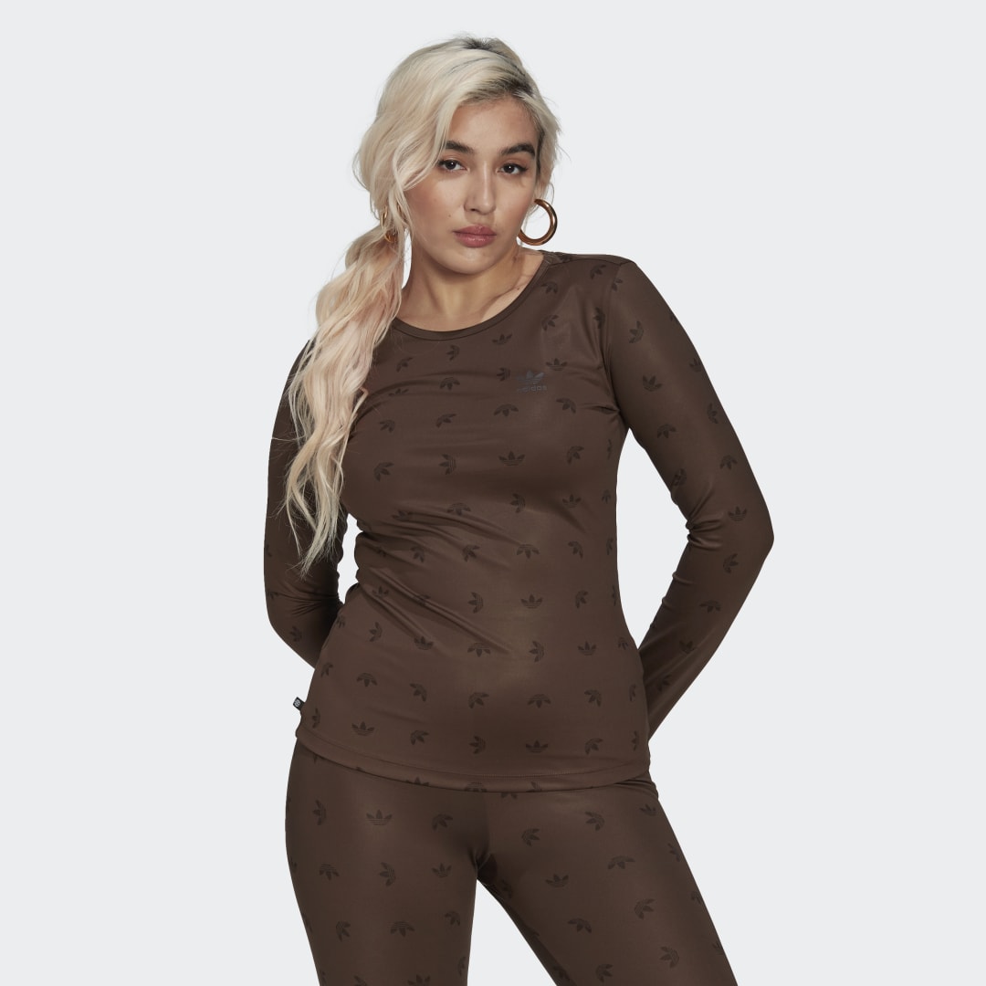 T-shirt slim à manches longues et imprimé intégral