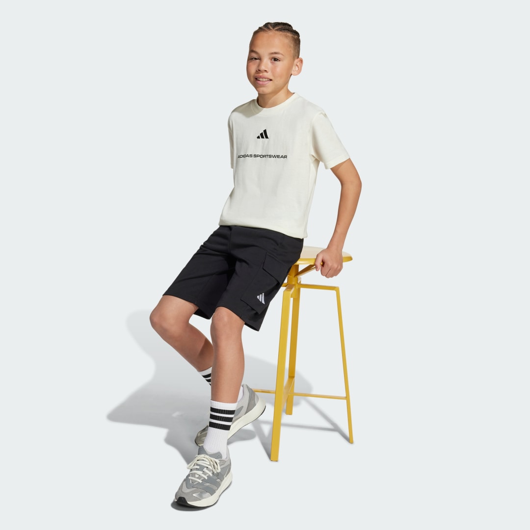 Adidas Boys Slogan T-shirt van Enkele Jersey Kids